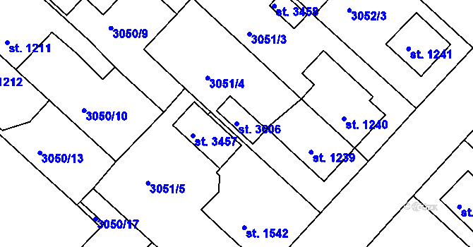 Parcela st. 3606 v KÚ Lanškroun, Katastrální mapa