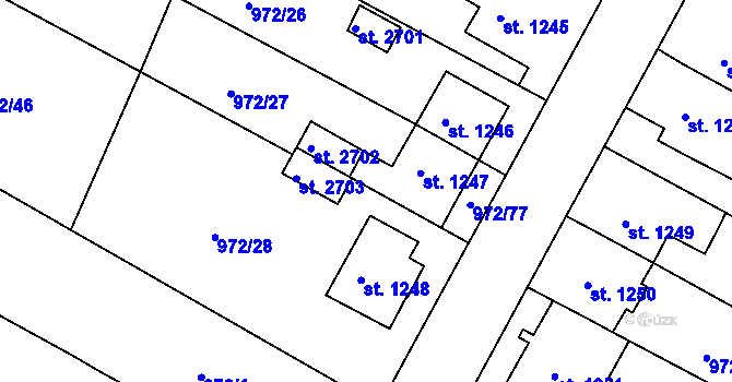 Parcela st. 972/78 v KÚ Lanškroun, Katastrální mapa