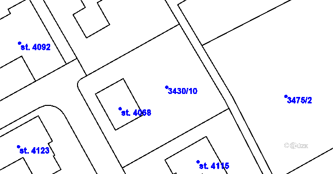 Parcela st. 3430/10 v KÚ Lanškroun, Katastrální mapa