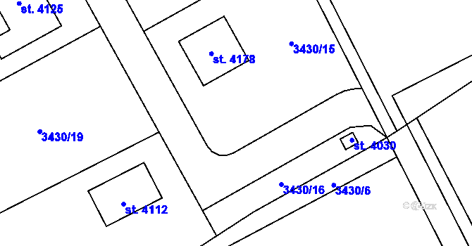 Parcela st. 3430/14 v KÚ Lanškroun, Katastrální mapa