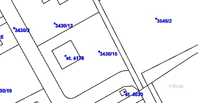 Parcela st. 3430/15 v KÚ Lanškroun, Katastrální mapa