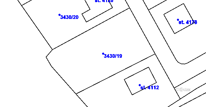 Parcela st. 3430/19 v KÚ Lanškroun, Katastrální mapa