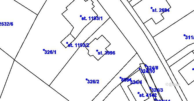 Parcela st. 3996 v KÚ Lanškroun, Katastrální mapa