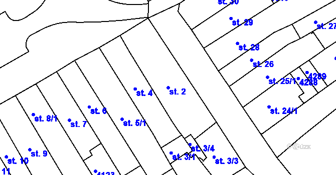 Parcela st. 2 v KÚ Lanškroun, Katastrální mapa