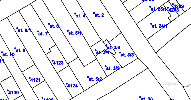 Parcela st. 3/1 v KÚ Lanškroun, Katastrální mapa