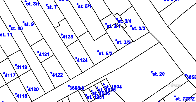 Parcela st. 5/2 v KÚ Lanškroun, Katastrální mapa