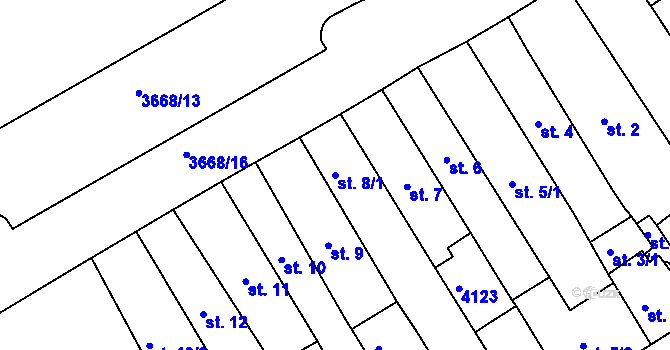Parcela st. 8/1 v KÚ Lanškroun, Katastrální mapa