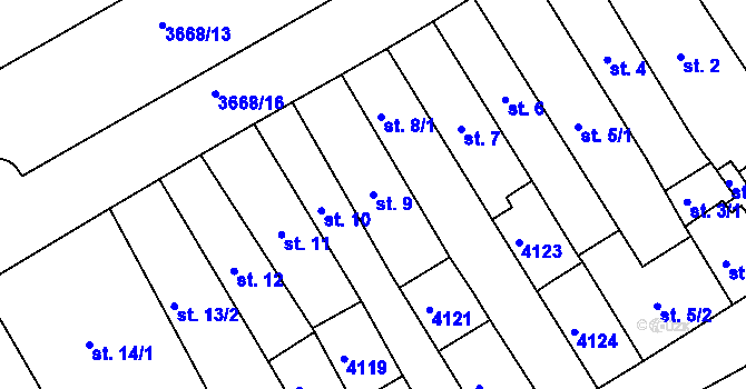 Parcela st. 9 v KÚ Lanškroun, Katastrální mapa