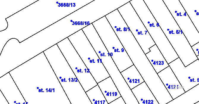 Parcela st. 10 v KÚ Lanškroun, Katastrální mapa