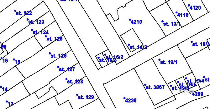 Parcela st. 16/2 v KÚ Lanškroun, Katastrální mapa