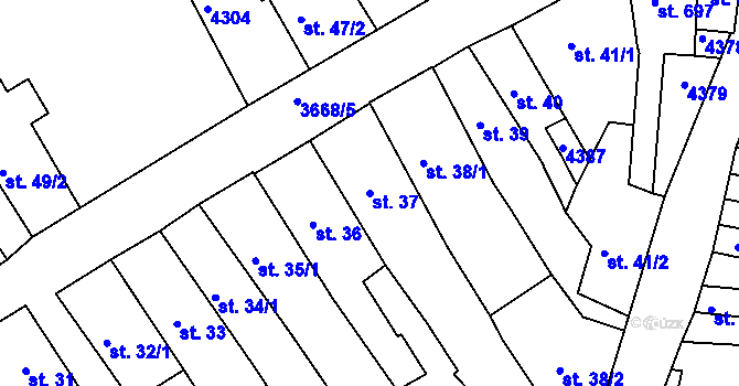 Parcela st. 37 v KÚ Lanškroun, Katastrální mapa