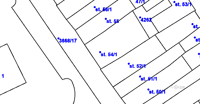 Parcela st. 54/1 v KÚ Lanškroun, Katastrální mapa