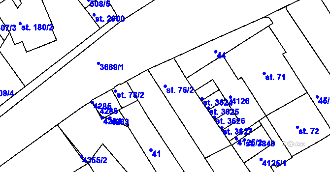 Parcela st. 76/2 v KÚ Lanškroun, Katastrální mapa
