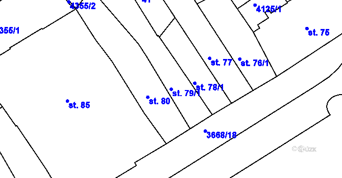 Parcela st. 79/1 v KÚ Lanškroun, Katastrální mapa