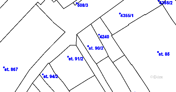 Parcela st. 90/2 v KÚ Lanškroun, Katastrální mapa