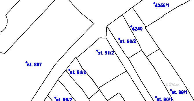 Parcela st. 91/2 v KÚ Lanškroun, Katastrální mapa
