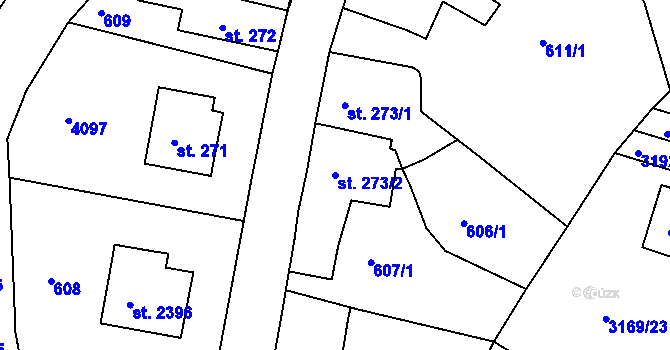 Parcela st. 273/2 v KÚ Lanškroun, Katastrální mapa