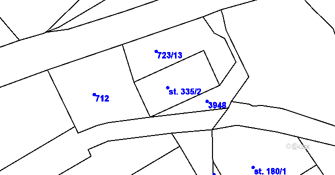 Parcela st. 335/2 v KÚ Lanškroun, Katastrální mapa