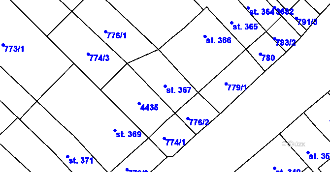 Parcela st. 367 v KÚ Lanškroun, Katastrální mapa