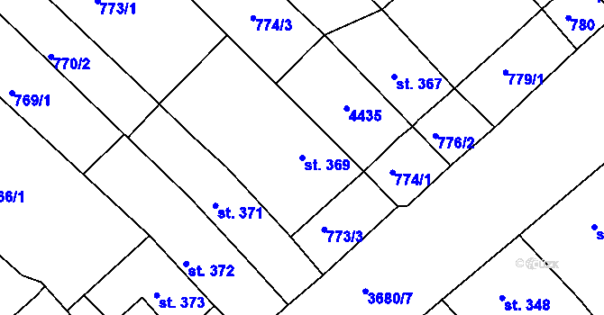 Parcela st. 369 v KÚ Lanškroun, Katastrální mapa
