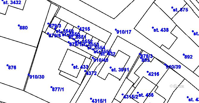 Parcela st. 432 v KÚ Lanškroun, Katastrální mapa