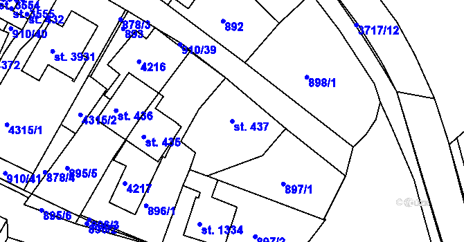 Parcela st. 437 v KÚ Lanškroun, Katastrální mapa