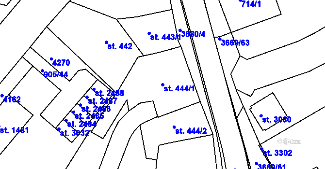 Parcela st. 444/1 v KÚ Lanškroun, Katastrální mapa