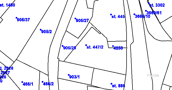 Parcela st. 447/2 v KÚ Lanškroun, Katastrální mapa