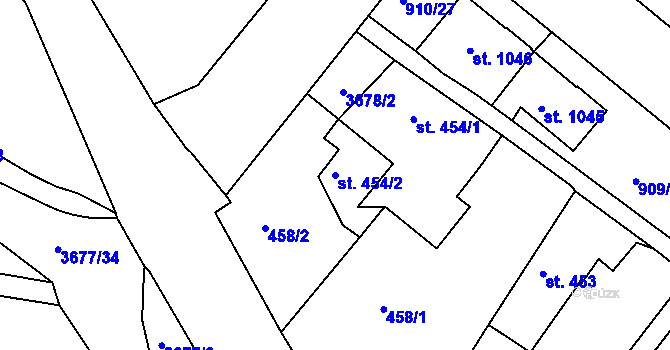Parcela st. 454/2 v KÚ Lanškroun, Katastrální mapa