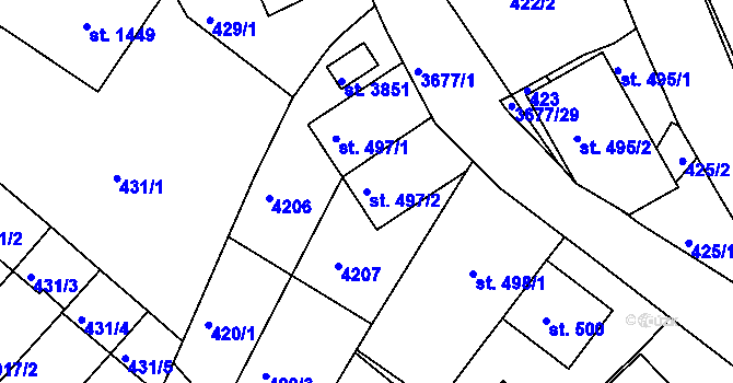 Parcela st. 497/2 v KÚ Lanškroun, Katastrální mapa