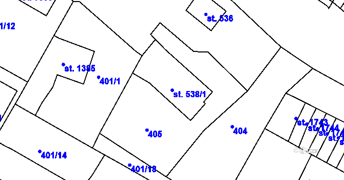 Parcela st. 538/1 v KÚ Lanškroun, Katastrální mapa