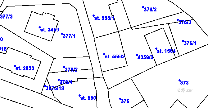 Parcela st. 555/2 v KÚ Lanškroun, Katastrální mapa