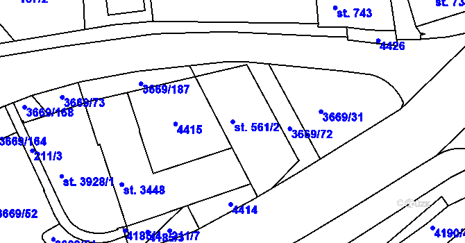 Parcela st. 561/2 v KÚ Lanškroun, Katastrální mapa