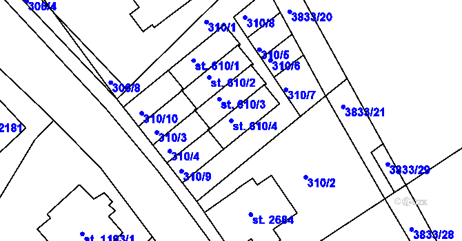Parcela st. 610/4 v KÚ Lanškroun, Katastrální mapa