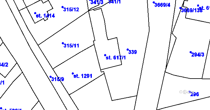 Parcela st. 617/1 v KÚ Lanškroun, Katastrální mapa