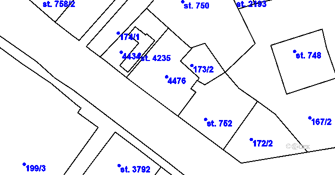 Parcela st. 753 v KÚ Lanškroun, Katastrální mapa