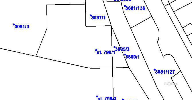 Parcela st. 799/1 v KÚ Lanškroun, Katastrální mapa