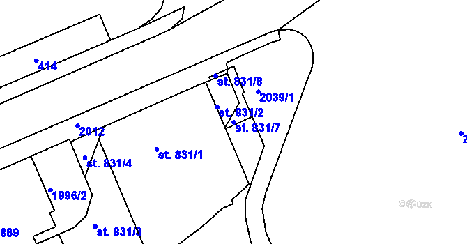 Parcela st. 831/7 v KÚ Lanškroun, Katastrální mapa