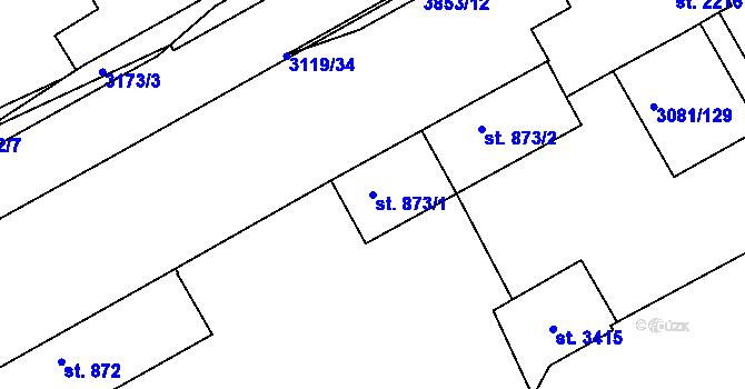 Parcela st. 873/1 v KÚ Lanškroun, Katastrální mapa