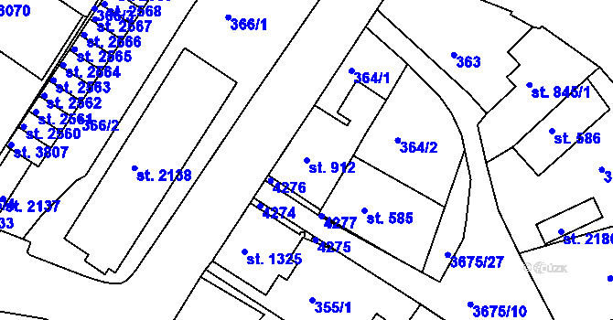 Parcela st. 912 v KÚ Lanškroun, Katastrální mapa
