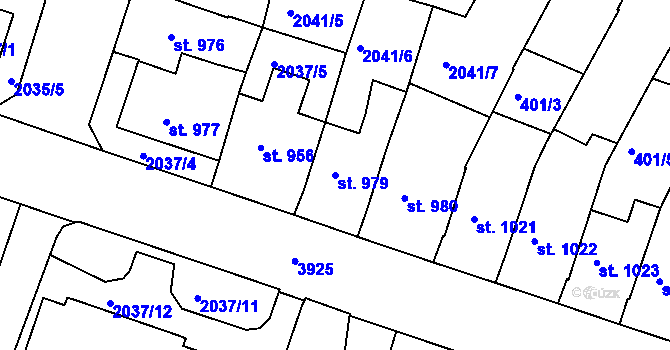 Parcela st. 979 v KÚ Lanškroun, Katastrální mapa