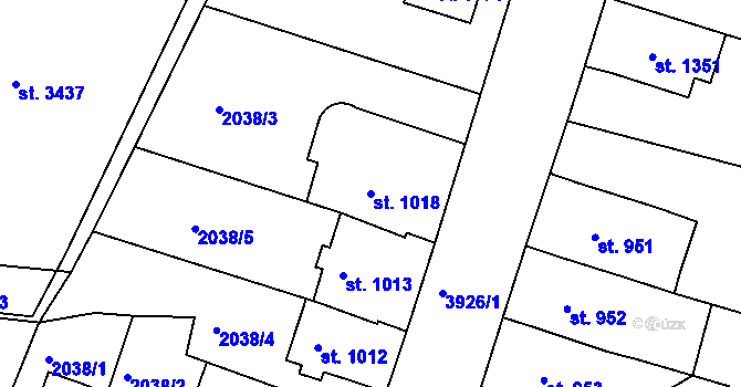 Parcela st. 1018 v KÚ Lanškroun, Katastrální mapa