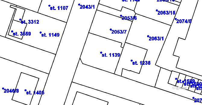 Parcela st. 1139 v KÚ Lanškroun, Katastrální mapa
