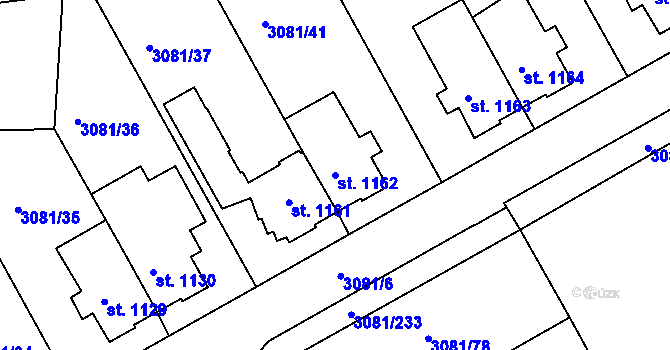 Parcela st. 1162 v KÚ Lanškroun, Katastrální mapa