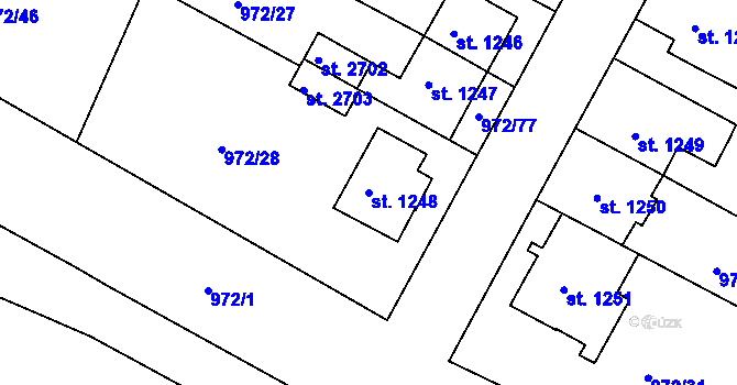 Parcela st. 1248 v KÚ Lanškroun, Katastrální mapa
