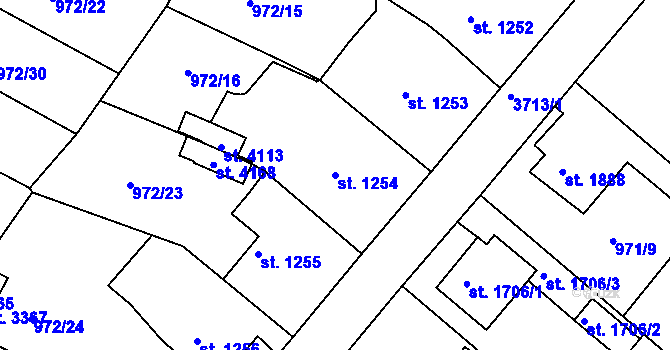 Parcela st. 1254 v KÚ Lanškroun, Katastrální mapa