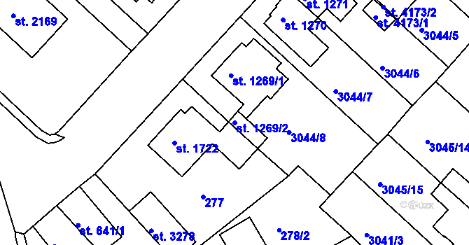 Parcela st. 1269/2 v KÚ Lanškroun, Katastrální mapa