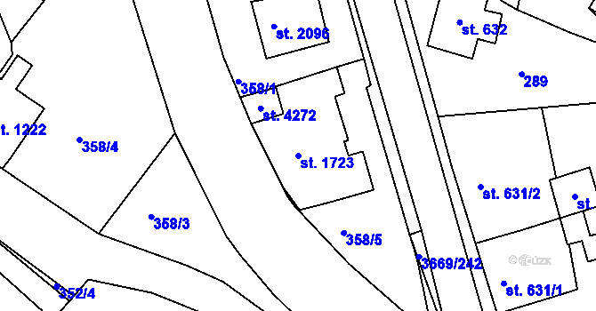 Parcela st. 1723 v KÚ Lanškroun, Katastrální mapa