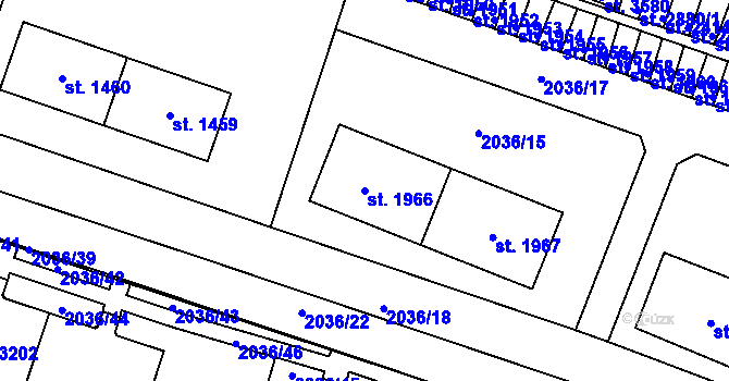 Parcela st. 1966 v KÚ Lanškroun, Katastrální mapa