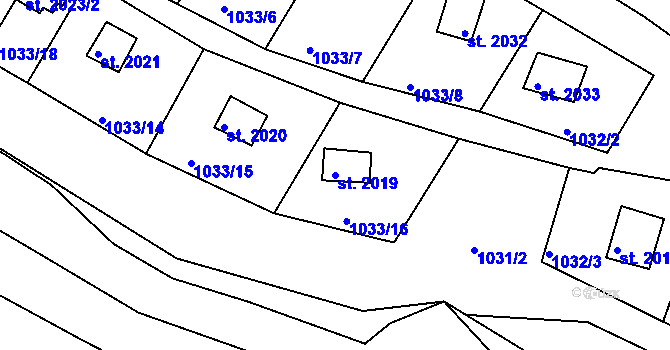 Parcela st. 2019 v KÚ Lanškroun, Katastrální mapa